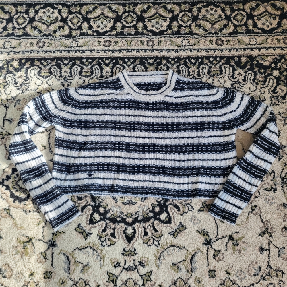 Striped Black and White Cropped Sweater